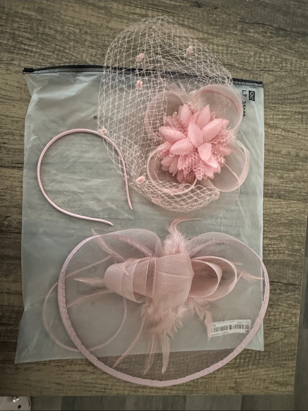 SHEIN Pink Floral Fascinator Headband Set with Veil